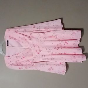 Double Crazy Pink Flowered Dress w Big Bell Sleeves Size S